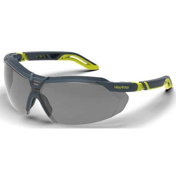 Safety Glasses, Wraparound Gray Polycarbonate Lens, Anti-Fog, Scratch Resistant