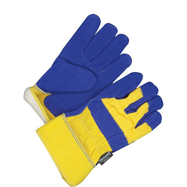 Fitter Glove Split Cowhide Lined Thinsulate C100 Blue/Gold, Shrink Wrapped, Size L