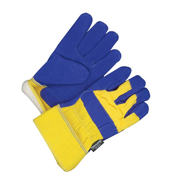 Fitter Glove Split Cowhide Lined Thinsulate C100 Blue/Gold, Shrink Wrapped, Size XL