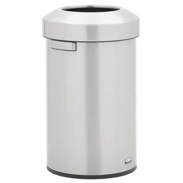 16 gal Round Trash Can, Silver, 15 7/8 in Dia, Metal