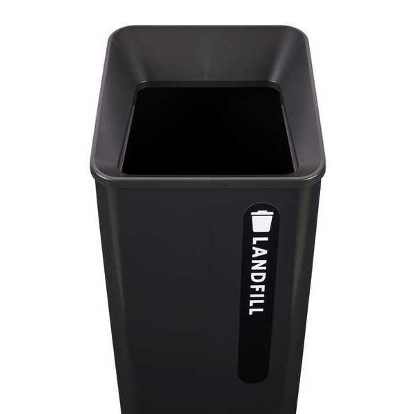 23 gal Square Recycling Can, Flat with Top Opening, Black, 1 Openings