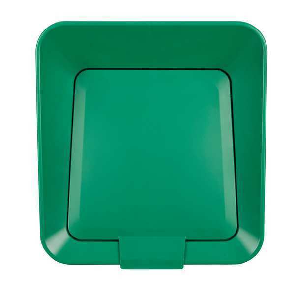 23 gal Square Recycling Can, Flat with Top Opening, Black, 1 Openings