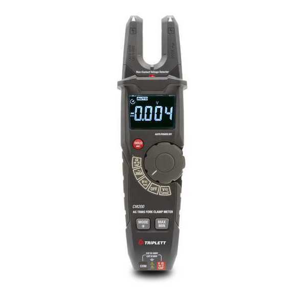 Jaw Clamp Meter, LED, 200 A A, 0.6 in (16mm) Jaw Capacity, CAT IV 600V Safety Rating