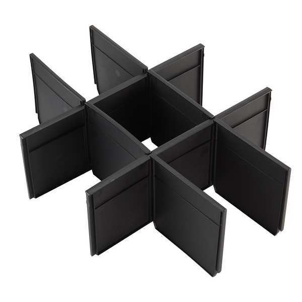 Drawer Divider, Plastic, Black, 12 1/2 in L x 16 5/16 in W x 5 in H