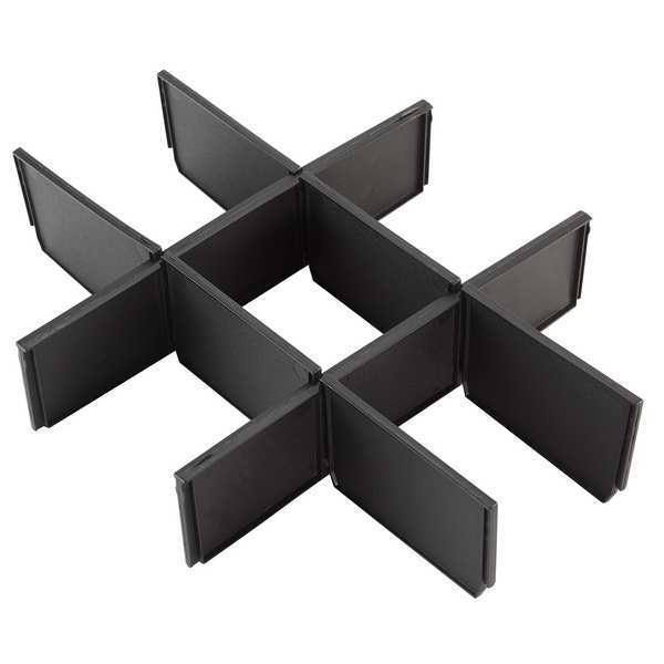 Drawer Divider, Plastic, Black, 12 1/2 in L x 16 5/16 in W x 3 in H