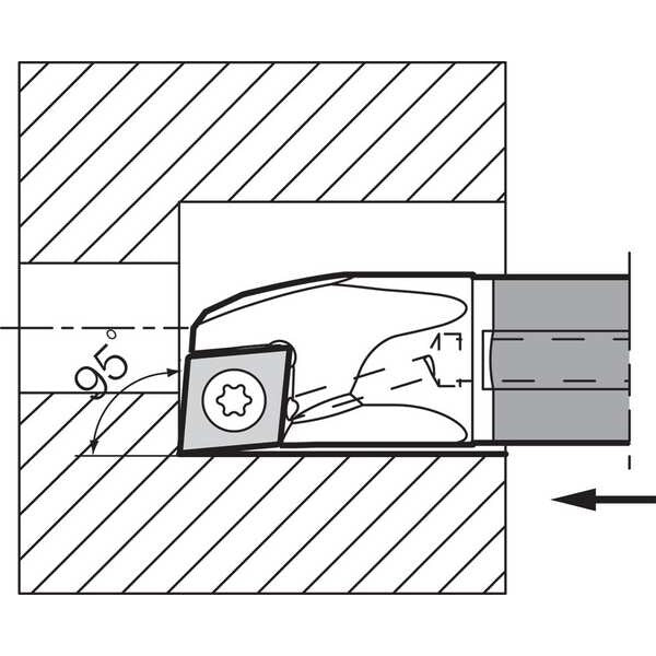 Boring Bar, Positive Rake, Right-Hand
