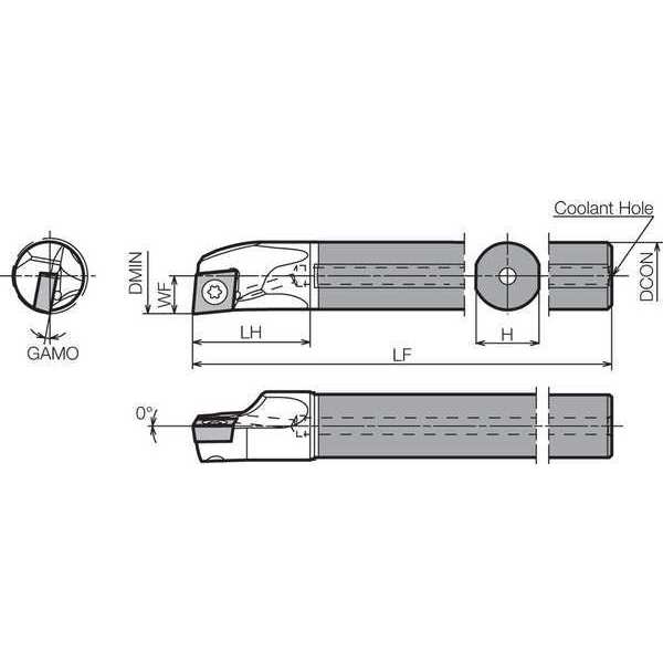 Boring Bar, Positive Rake, Right-Hand