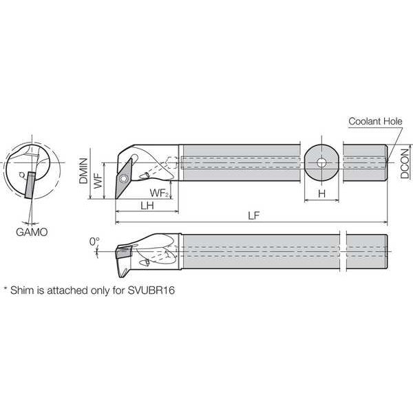 Boring Bar, Positive Rake, Right-Hand