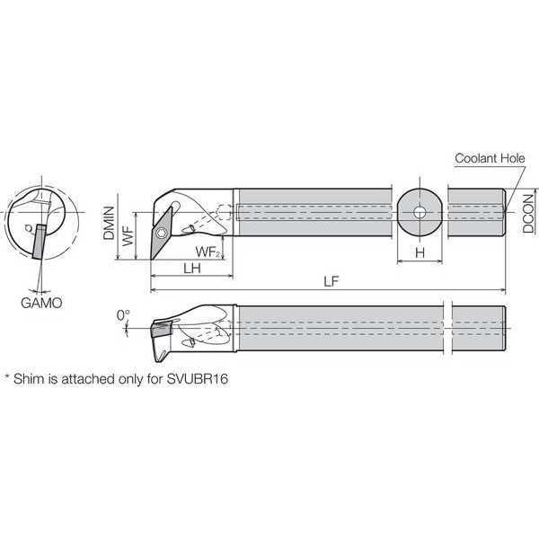 Boring Bar, Positive Rake, Right-Hand