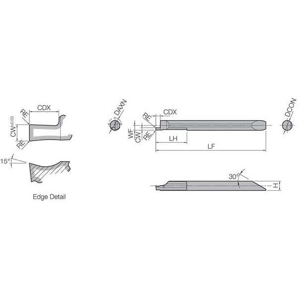 Micro Face Grooving Bar, PVD Carbide