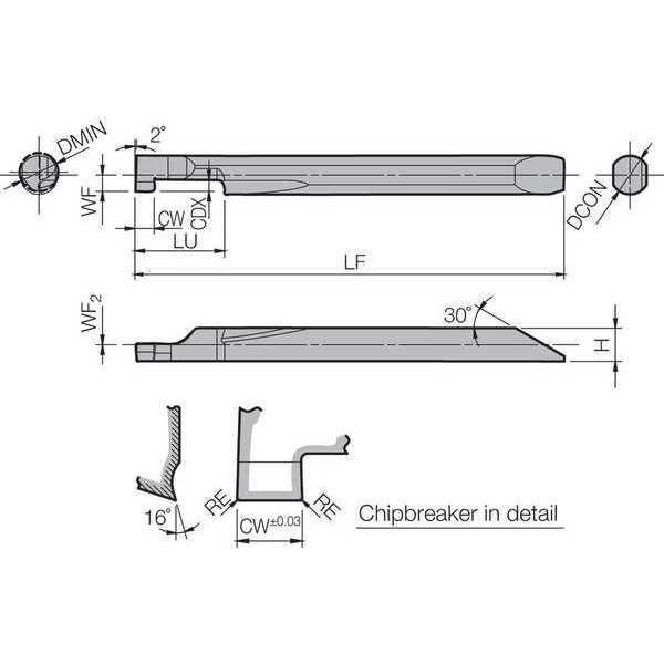 Micro Face Grooving Bar, PVD Carbide