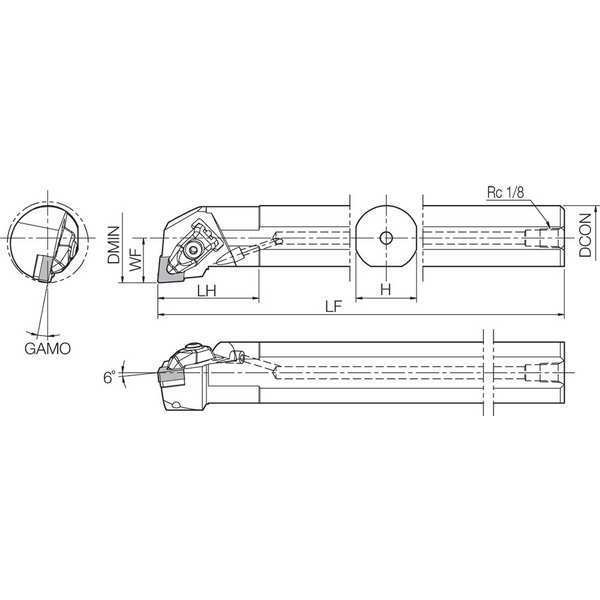 Boring Bar, Negative Rake, Right-Hand