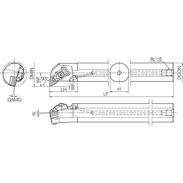 Boring Bar, Negative Rake, Right-Hand