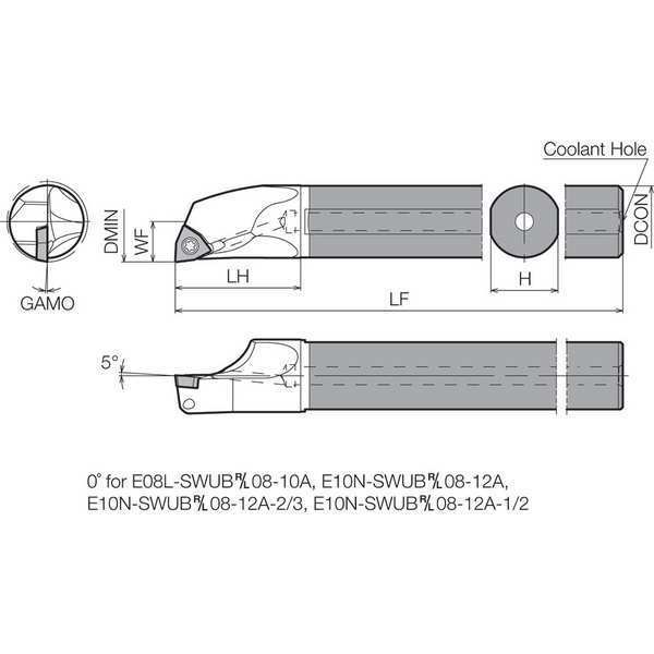 Boring Bar, Positive Rake, Right-Hand