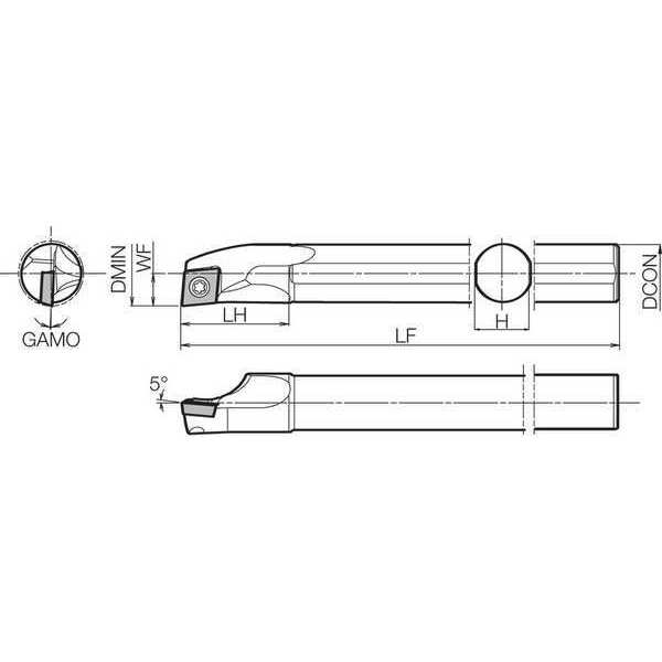 Boring Bar, Positive Rake, Leftt-Hand