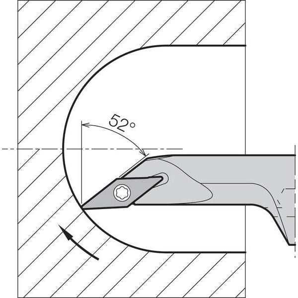 Boring Bar, Positive Rake, Right-Hand