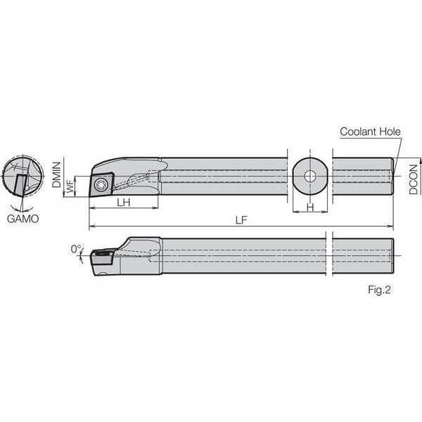 Boring Bar, Positive Rake, Right-Hand