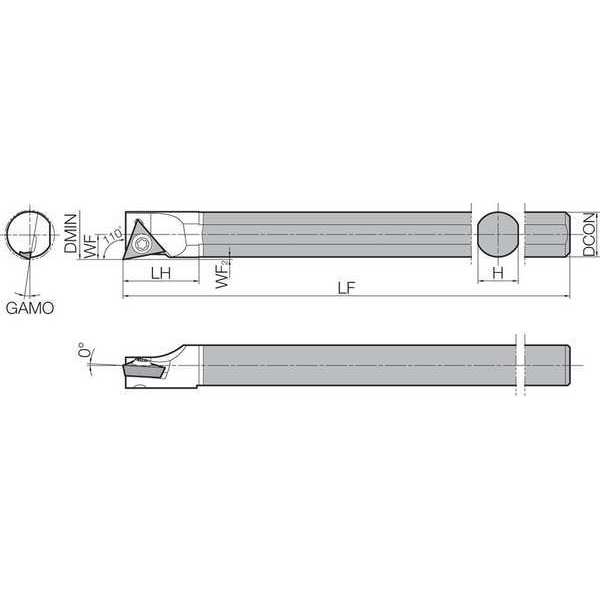 Boring Bar, Positive Rake, Right-Hand