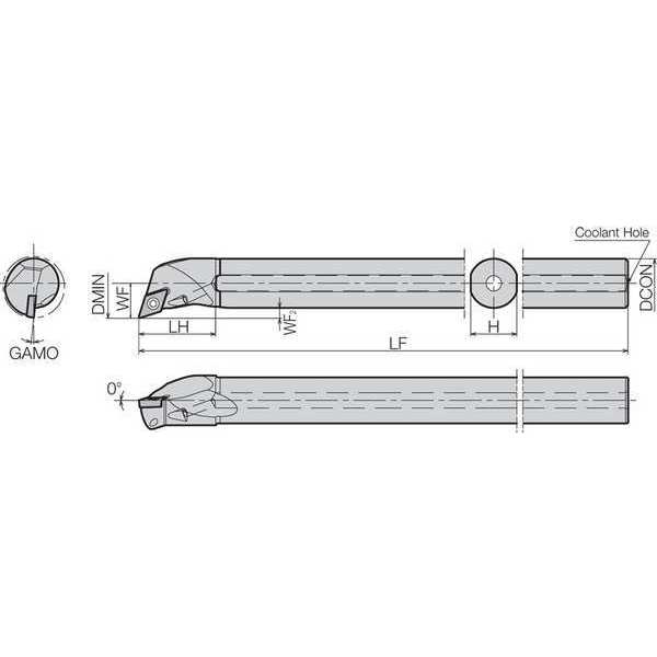 Boring Bar, Positive Rake, Right-Hand