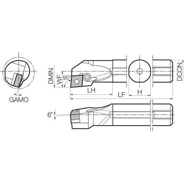 Boring Bar, Negative Rake, Right-Hand