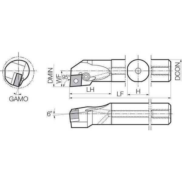 Boring Bar, Negative Rake, Right-Hand