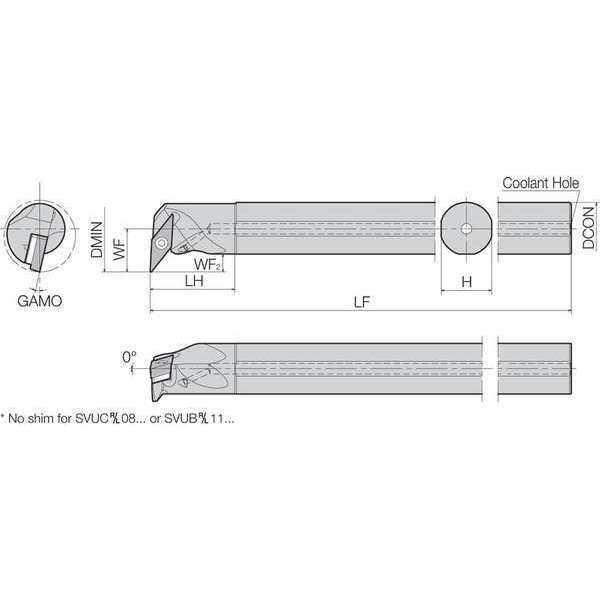 Boring Bar, Positive Rake, Leftt-Hand