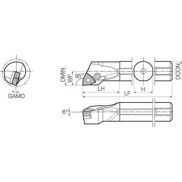 Boring Bar, Negative Rake, Right-Hand