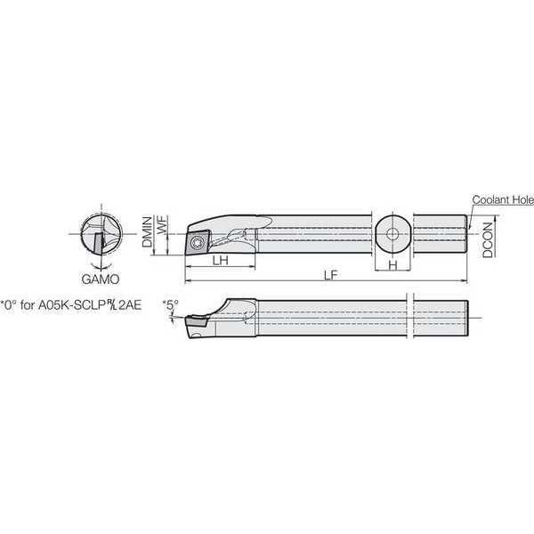 Boring Bar, Positive Rake, Right-Hand