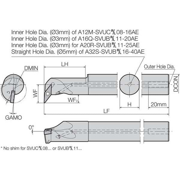 Boring Bar, Positive Rake, Leftt-Hand