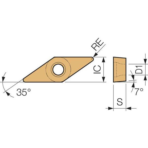 Diamond Turning Insert, VCET221MLYPR1725