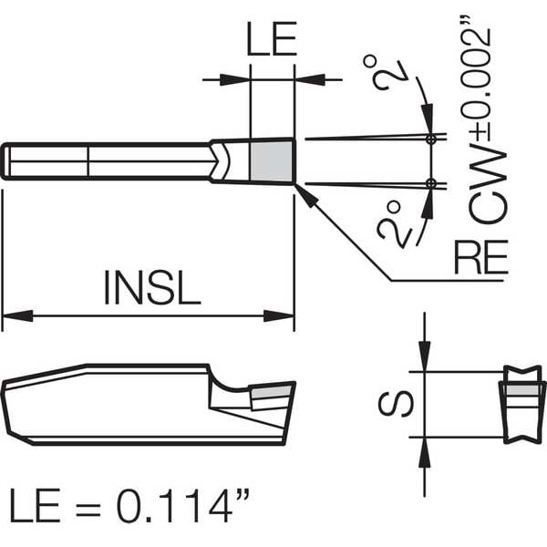 Grooving Insert, PCD Carbide, EA1
