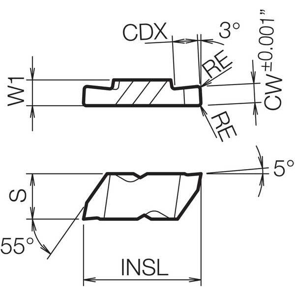 Grooving Insert, PVD Carbide