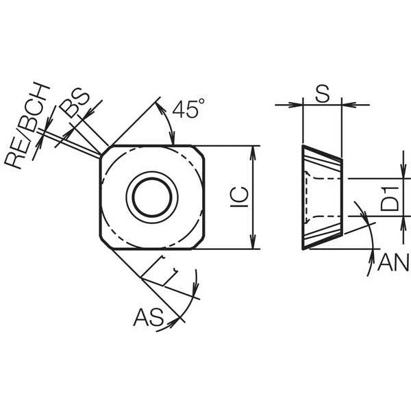 Square Milling Insert, Cerment