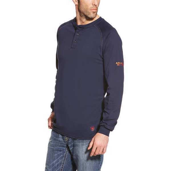 FR Henley Longsleeve Tee, Navy, 4XL