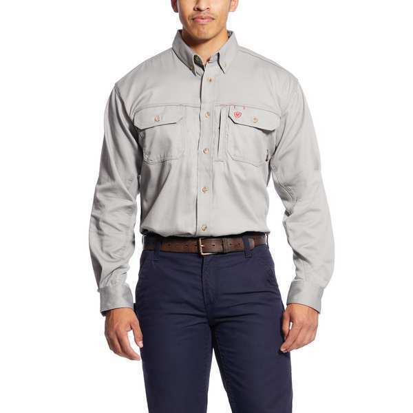 FR Button Down Shirt, Gray, L