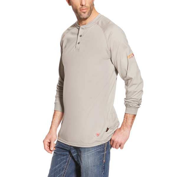 FR Henley Longsleeve Tee, Gray, 2XL