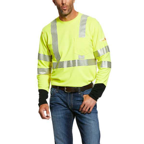FR Hi-Vis Longsleeve Tee, Yellow, 4XL
