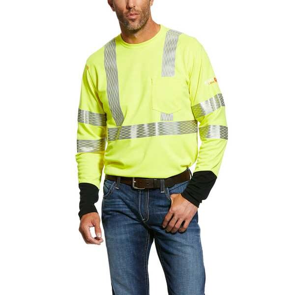 FR Hi-Vis Longsleeve Tee, Yellow, L