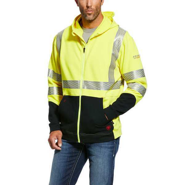FR Hi-Vis Full Zip Hoodie, Men's, L