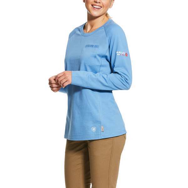 Womens FR Crew Longsleeve Tee, Blue, 2XL