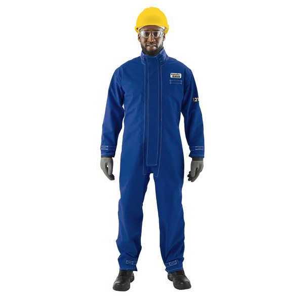 Coverall, Nomex, Blue, XL, Hook-and-Loop