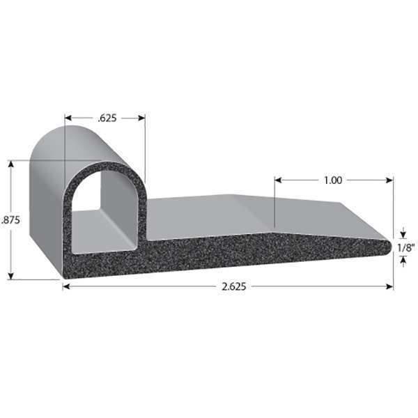 Foam Rubber Seal w/Adhesive Back, 0.88 in