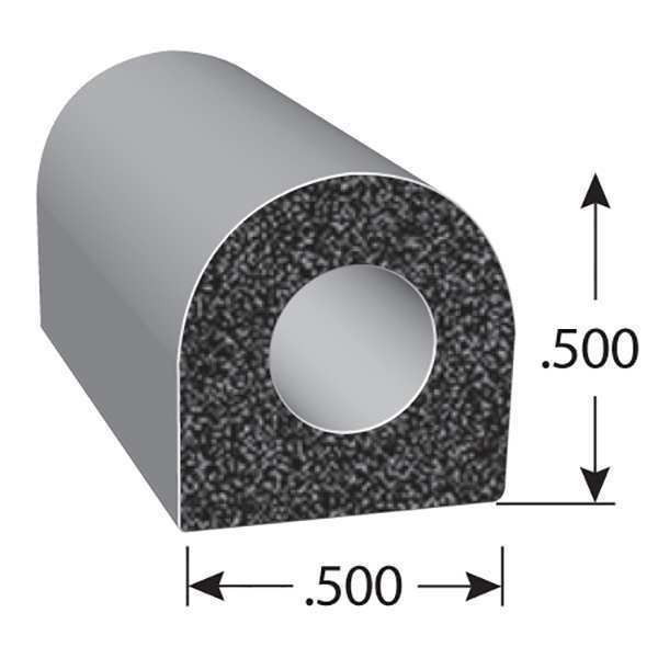Foam Rubber Seal w/Adhesive Back, 0.5 in