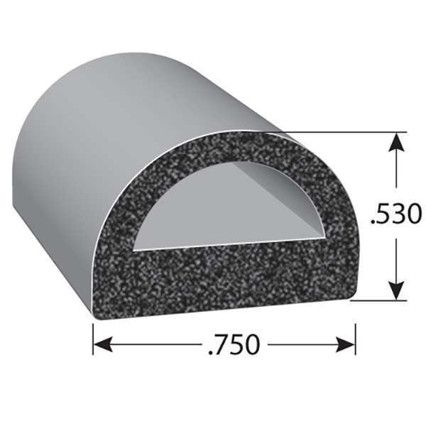 Foam Rubber Seal w/Adhesive Back, 0.53 in