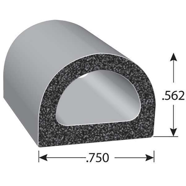 Foam Rubber Seal w/Adhesive Back, 0.56 in