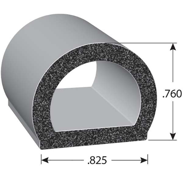 Foam Rubber Seal w/Adhesive Back, 0.76 in