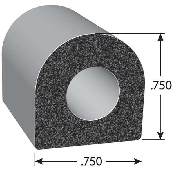 Foam Rubber Seal w/Adhesive Back, 0.75 in