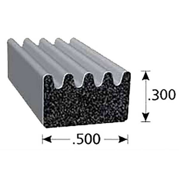 Foam Rubber Seal w/Adhesive Back, 0.3 in