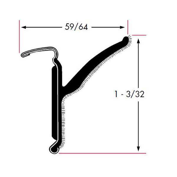 Edge Grip Seal, Rubber, 8 ft Length, 1.094 in Overall Width, Style: Beltline Weatherstrip