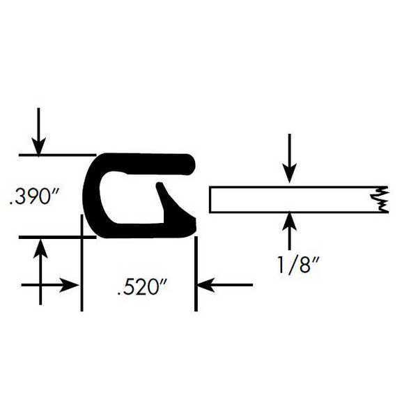Edge Grip Seal, PVC, 50 ft Length, 0.39 in Overall Width, Style: Edge Trim